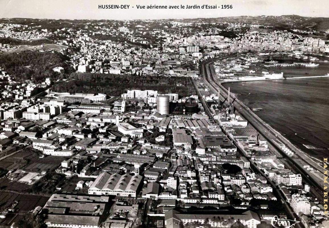 Hussein-Dey - Vue aerienne - Jardin d'essai et Velodrome Municipal - 1956.jpg
